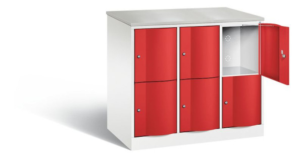 C+P XL lockerkast Resisto, H1077xB1148xD640mm, kleur: verkeerswit / vuurrood, 8472-373 S10099