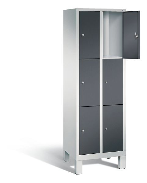 C+P lockerkast Evolo, H1850xB610xD500mm, kleur: lichtgrijs / zwartgrijs, 48010-203 S10106
