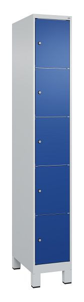 C+P Schließfachschrank Classic PLUS, Füße, 1950x300x500mm, 7035/5010, mit 5 Fächern, 080010-105 S10003