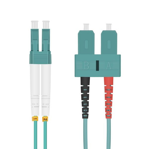 Helos glasvezel patchkabel LC/SC Duplex50/125µm OM3 aqua 10.0m, 115746