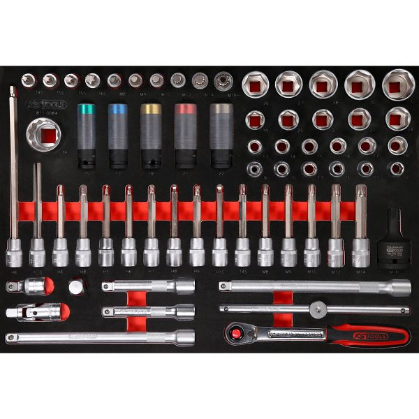 KS Tools PERFORMANCEplus gereedschapset 64-delige 1/2' bitdoppen, 811.0064