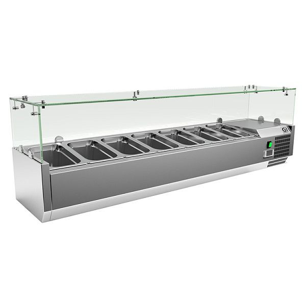 Gastro-Inox RVS koelvitrine 7x Gastronorm 1/4, netto inhoud 44 liter, statische koeling, 209.150