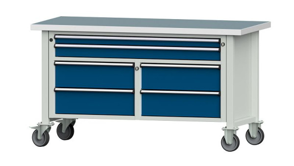 ANKE werkbanken kistwerkbank, model 255 V, 1500 x 700 x 840 mm, RAL 7035/5010, UBP 40 mm, verrijdbaar, 304.168