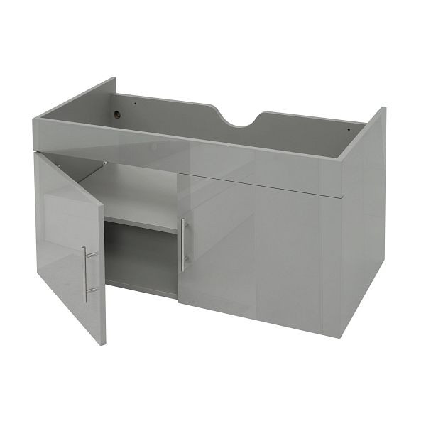Mendler HWC-D16 badmeubel, badmeubel badmeubel badkamermeubel, hoogglans 90cm, grijs, 62264