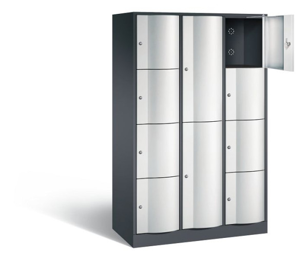 C+P combinatie lockerkast Resisto, H1950xB1148xD540mm, kleur: zwartgrijs/lichtgrijs, 8070-3723 S10015