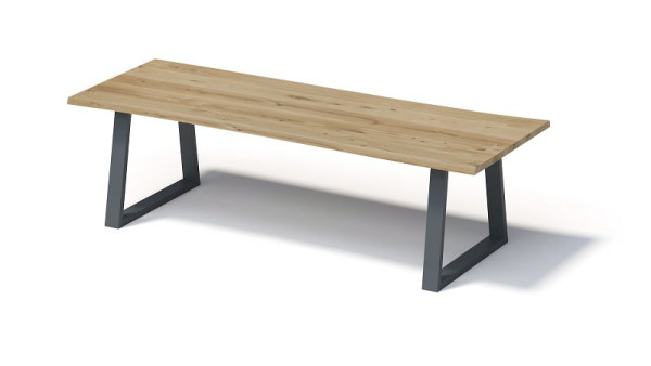 Bisley Fortis tafel naturel, 2800 x 1000 mm, natuurlijke boomrand, geolied oppervlak, T-frame, oppervlak: naturel / frame: antracietgrijs, FN2810TP334
