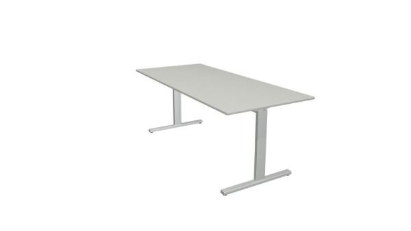 Kerkmann bureauvorm 2 - B 1800 x D 800 x H 700-820 mm met T-voetframe in aluminium zilver, lichtgrijs, 11020711
