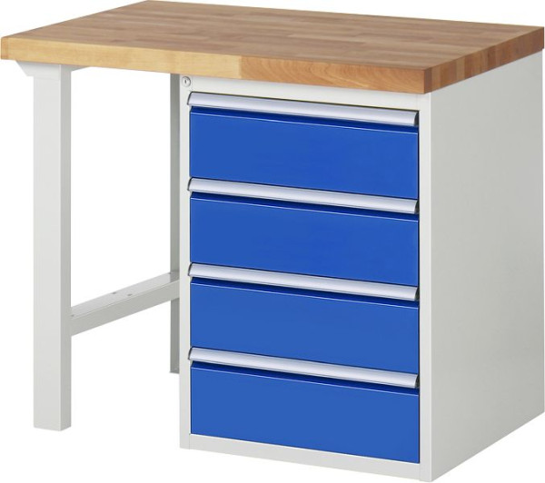 RAU werkbank serie 7000 - modulair ontwerp, 2 meter breed, onderbouwbak (4x lade), 1000x840x700 mm, 03-7509A1-107B4S.11