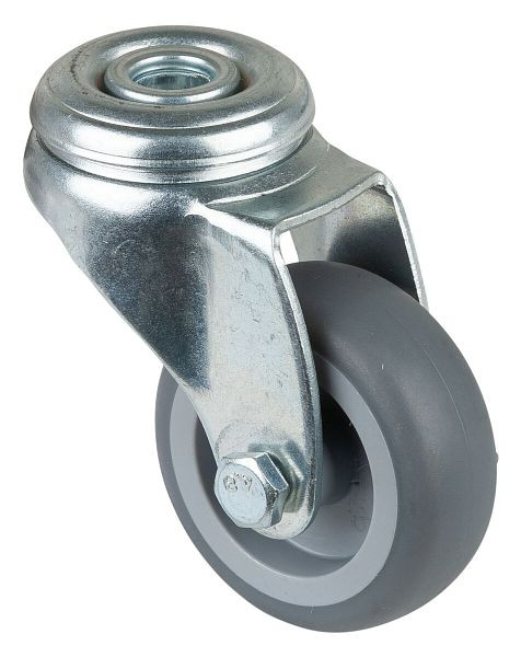 BS-rollen apparatenrol, wielbreedte 20 mm, wiel-Ø 50 mm, draagvermogen 50 kg, grijs rubberen loopvlak, glijlager, VE 8 stuks, A301.A80.050