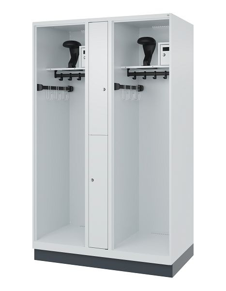 C+P brandweerkast Evolo, model MAXI, 2 compartimenten, H1850B1200T600 mm, lichtgrijs, sokkel, 0496315-020 S10009