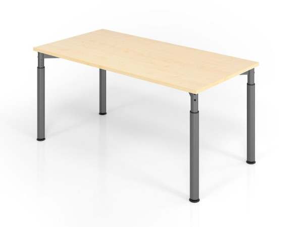 Hammerbacher bureau YS16, 160 x 80 cm, blad: esdoorn, 25 mm dik, ABS dikke rand, rechthoekige vorm, grafiet, VYS16/3/G