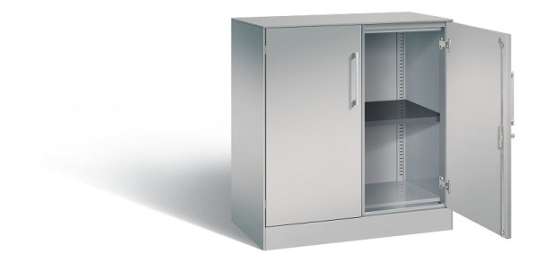 C+P dressoir met vleugeldeuren Asisto, H915xB800xD435mm, kleur: wit aluminium, beugelgreep, 2 niveaus, 141053-000 S10193