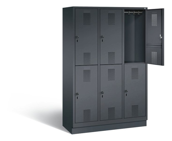 C+P locker dubbeldekker Evolo, H1800xB1200xD500mm, kleur: zwart-grijs, 48320-32 S10074