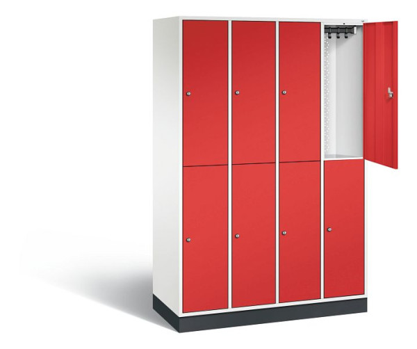 C+P locker, dubbellaags intro, H1950xB1220xD490mm, kleur: verkeerswit / vuurrood, 8270-401 S10077