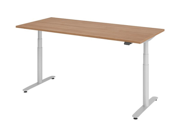 Hammerbacher zit-sta bureau elektrisch 180x80cm walnoot/zilver, VXDLR19/N/S