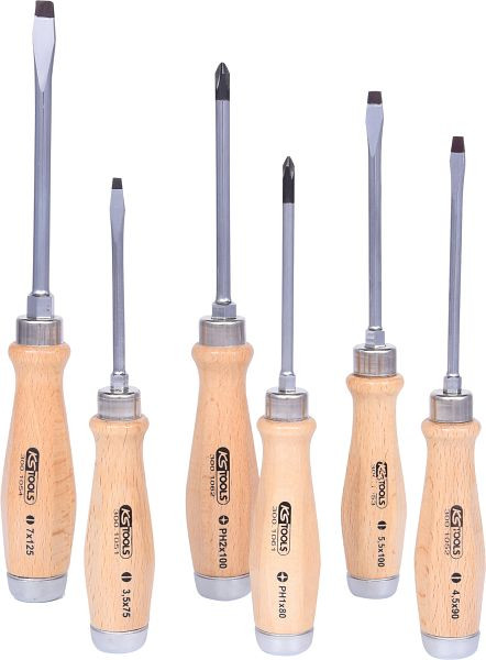 KS Tools ERGOTORQUE WOODmax slagschroevendraaierset, 6-delig, 300.1050