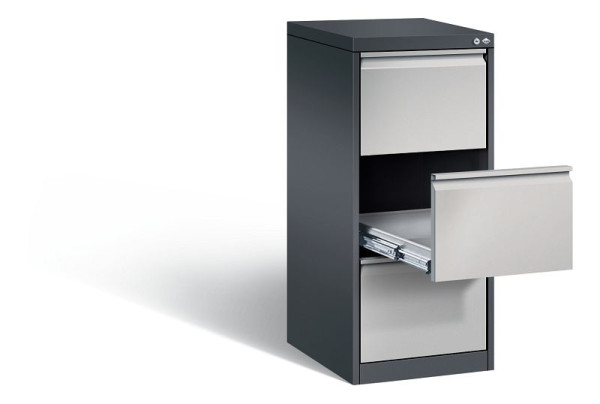 C+P archiefkast Acurado, H1045xB433xD590mm, kleur: zwart-grijs/wit aluminium, handgreep, 12423-321 S10020