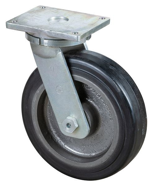 BS Rollen zwaarlastwiel, wielbreedte 100 mm, wiel-Ø 400 mm, draagvermogen 1500 kg, zwarte elastische banden, gegoten wiellichaam, kogellagers, RR100.B81.401