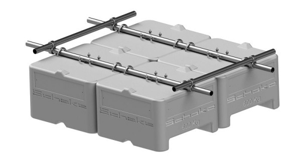 Schake betongewichtenset, 4 stuks naast elkaar als quads, 3F120-SET3
