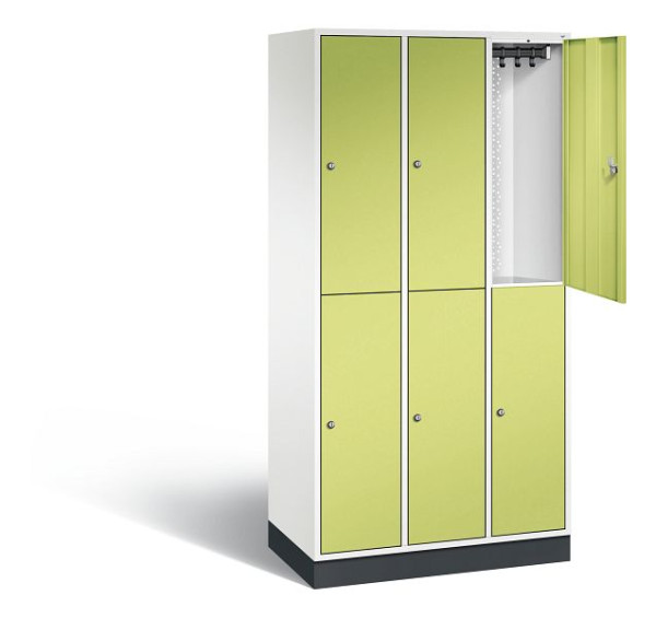 C+P locker, dubbellaags intro, H1950xW920xD490mm, kleur: verkeerswit / virid green, 8270-301 S10083