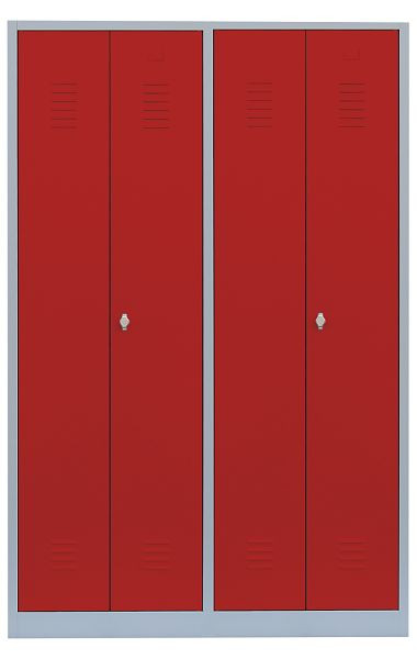 Lüllmann stalen kledingkast/garderobe, 1800 x 1170 x 500 mm, lichtgrijs/vuurrood, 510444