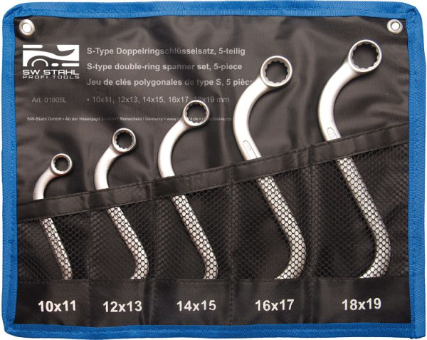 SW-Stahl S-Type dubbele ringsleutelset, 10-19 mm, 5-delig, 01905L