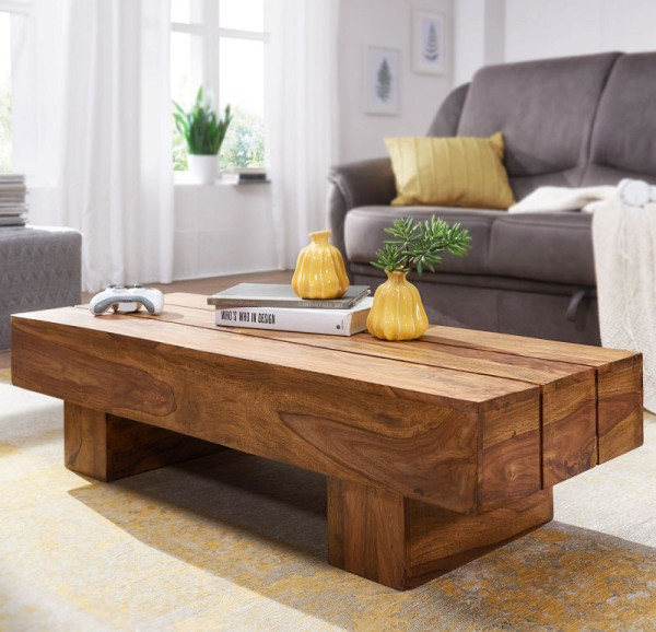 Wohnling salontafel SIRA massief sheeshamhout 120 cm breed donkerbruine landelijke stijl, WL1.325