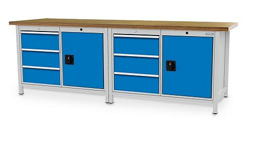 Bedrunka + Hirth box werkbank serie 2500 R18-24, 6x200mm, lade volledig uittrekbaar 100%, 2500 x 750 x 859 mm, 03.25.3131V