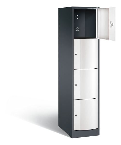 C+P XL lockerkast Resisto, H1950xB396xD640mm, kleur: zwartgrijs / verkeerswit, 8470-173 S10027