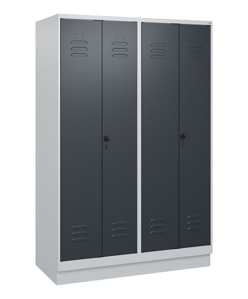 C+P Umkleidespind Classic PLUS SW, Sockel, 4 Abteile, 1800x1200x500mm, 7035/7016, Drehriegel, 0800227-40 S10008
