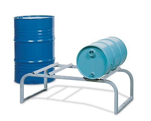 DENIOS vatdrager voor 2 vaten van 50/60 of 200 liter, verzinkt, 114-527