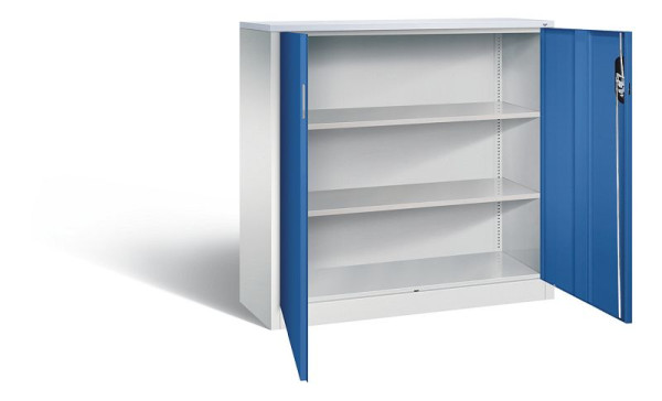 C+P kantoorkast Acurado, H1200xB1200xD400mm, kleur: lichtgrijs/gentiaanblauw, verzonken handgreep, 3 niveaus, 9467-1200 S10188