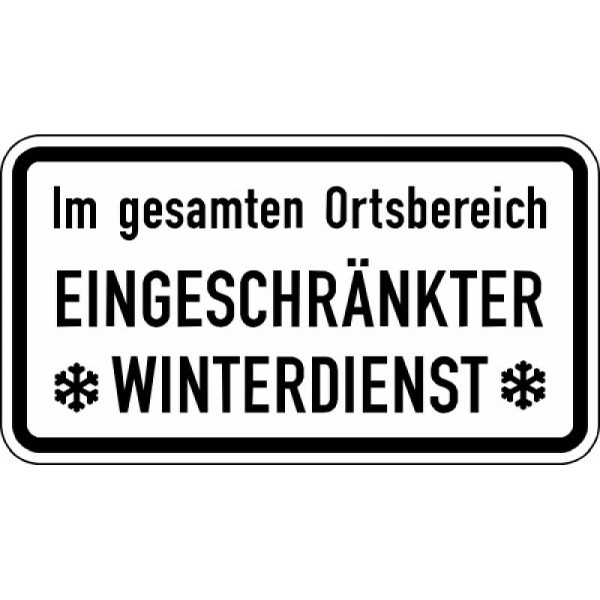 Steen HGS winterbord/verkeersbord Beperkte winterdienst in de gehele omgeving Nr. 2004, 231x420mm /RA1/vlakke vorm 2mm, 2004-111