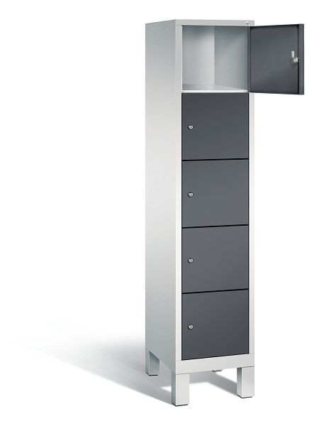 C+P lockerkast Evolo, H1850xW420xD500mm, kleur: lichtgrijs / zwartgrijs, 48010-125 S10045
