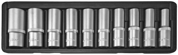 SW-Stahl dopsleutelinzetstukken, 1/2", 10-24 mm, diep, 10 stuks, 05630L