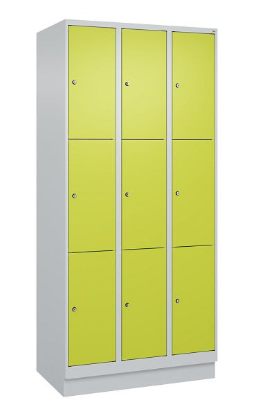 C+P lockerkast Classic PLUS, onderstel, 3 vakken met elk 3 vakken, 1950x900x500mm, 7035/0024, 080020-303 S10010