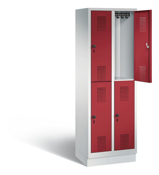 C+P locker dubbellaags Evolo, H1800xB610xD500mm, kleur: lichtgrijs/robijnrood, 48320-20 S10169