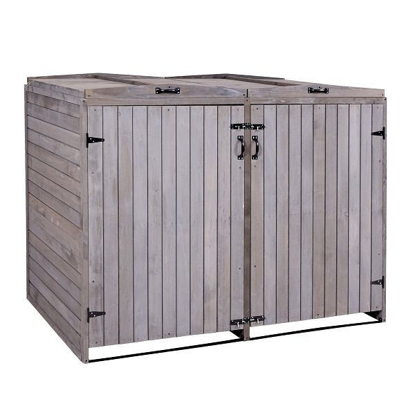 Mendler XL 2-/4-rolcontainer bekleding HWC-H74, klikobox, uitbreidbaar 120x75x96 hout, antracietgrijs, 73979+74651