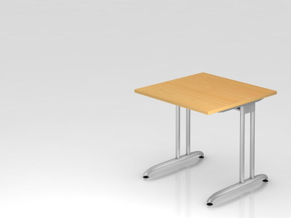 Hammerbacher bureau C-poot 80x80cm beuken, horizontale kabelgoot, werkhoogte 72 cm, VBS08/6/S