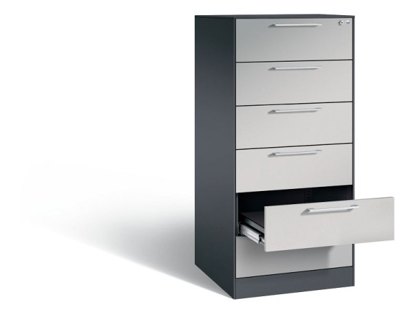 C+P archiefkast Asisto, H1310xB562xD600mm, kleur: zwart grijs/wit aluminium, beugelgreep, 146224-622 S10048