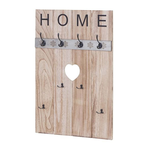 Mendler wandkledingkast HWC-C89 Home, garderobepaneel, vintage shabby look, 8 haken 91x60cm, naturel bruin, 61916