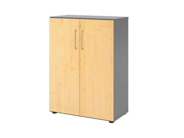 Hammerbacher kast 938T3, 3 OH, romp: grafiet / voorkant: esdoorn, 80x41,7x110 cm (BxDxH), achtervergrendeling, metalen handgreep BS, V938T3/G/3/BS