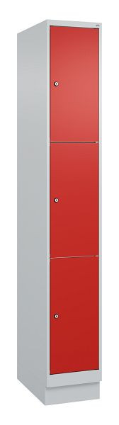C+P lockerkast Classic PLUS, onderstel, 1950x300x500mm, 7035/3020, met 3 vakken, 080020-103 S10002