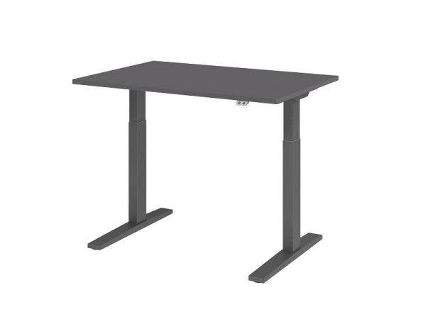 Hammerbacher bureau XMKA12, 120x80cm blad: grafiet, 25 mm dik, ABS dikke rand, rechthoekige vorm, VXMKA12/G/G