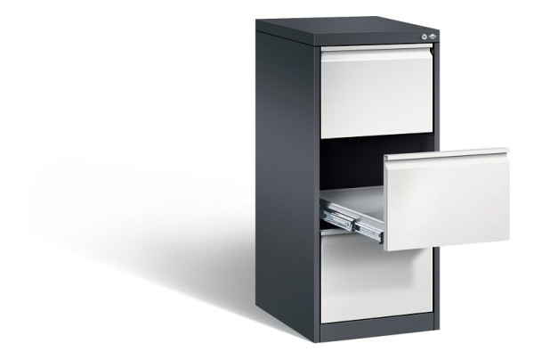 C+P archiefkast Acurado, H1045xB433xD590mm, kleur: zwartgrijs/lichtgrijs, handgreep, 12423-321 S10011