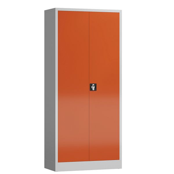 Lüllmann ClassiX draaideurkast, 1800 x 800 x 380 mm, lichtgrijs/vuurrood, X-530334