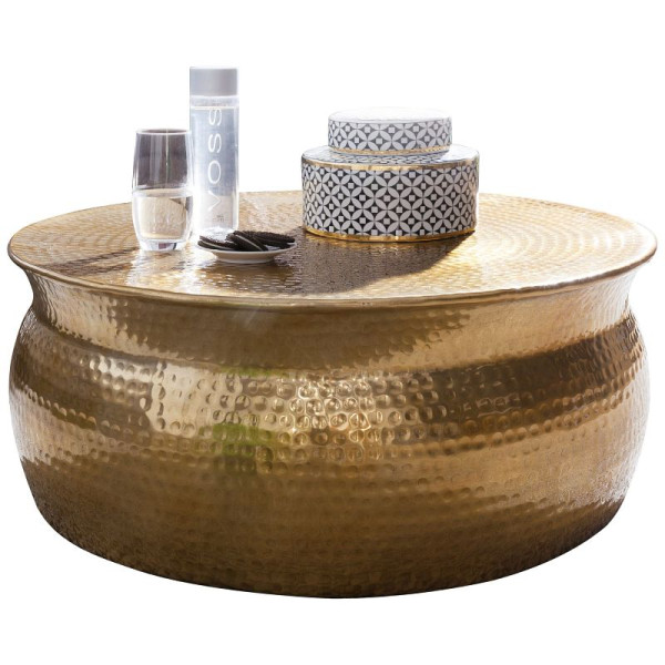 Wohnling salontafel KARAM 75x31x75 cm aluminium goud oosters rond, WL5.453