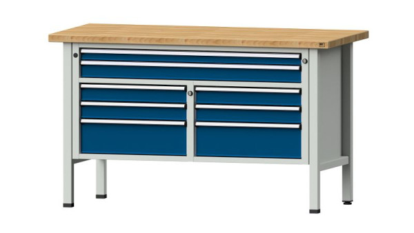 ANKE werkbanken kistwerkbank, model 259 V, 1500 x 700 x 890 mm, RAL 7035/5010, BMP 40 mm, 304.145