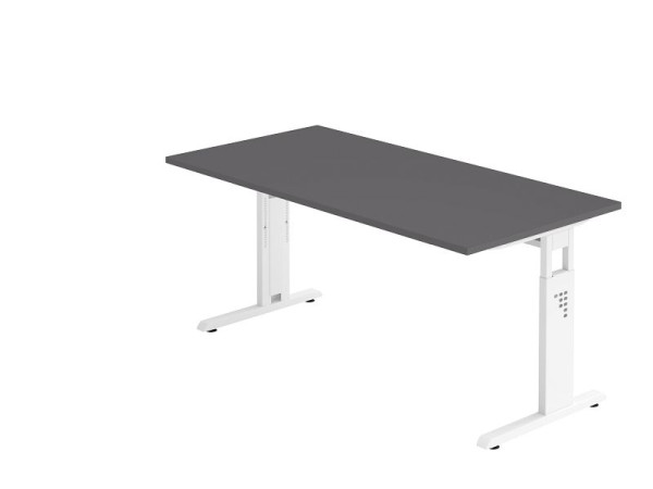 Hammerbacher bureau C-poot 160x80cm grafiet/wit, VOS16/G/W