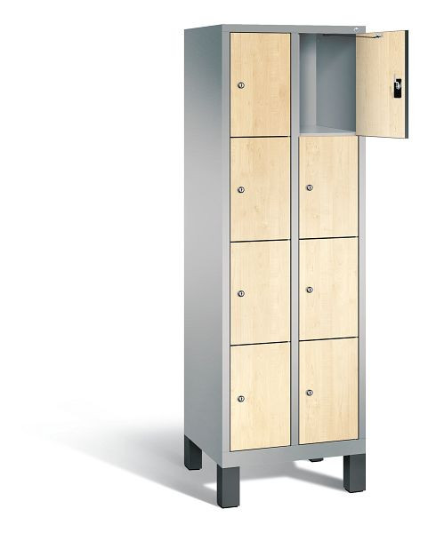 C+P lockerkast Evolo, H1850xB610xD500mm, kleur: wit aluminium / Donau esdoorn decor, 48010-204 S10199